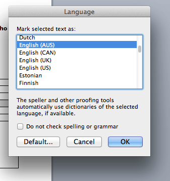 language settings word for mac 2013